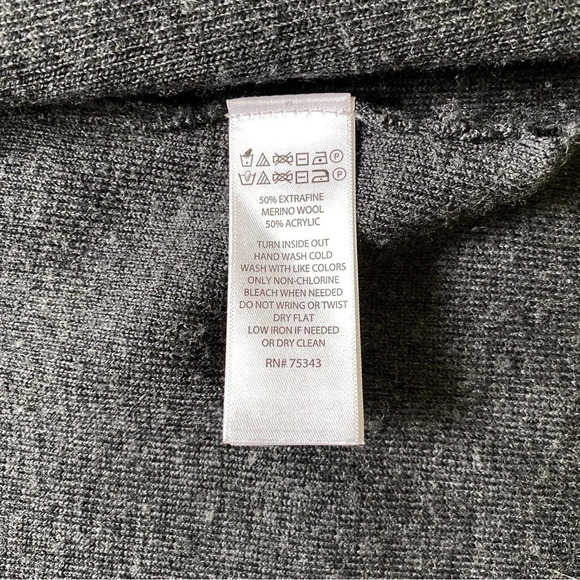 TAHARI Extra  Fine Merino Wool Dark Gray Open Cardigan Size L - Picture 13 of 13